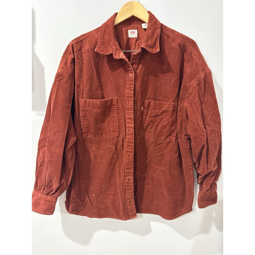 Levis Womens Corduroy Button Up Relaxed Oversized Size Medium Long Sleeve